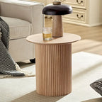 Oak Round Fluted Side Table, 17.71", Single Use