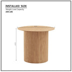 Oak Round Fluted Side Table, 17.71", Single Use