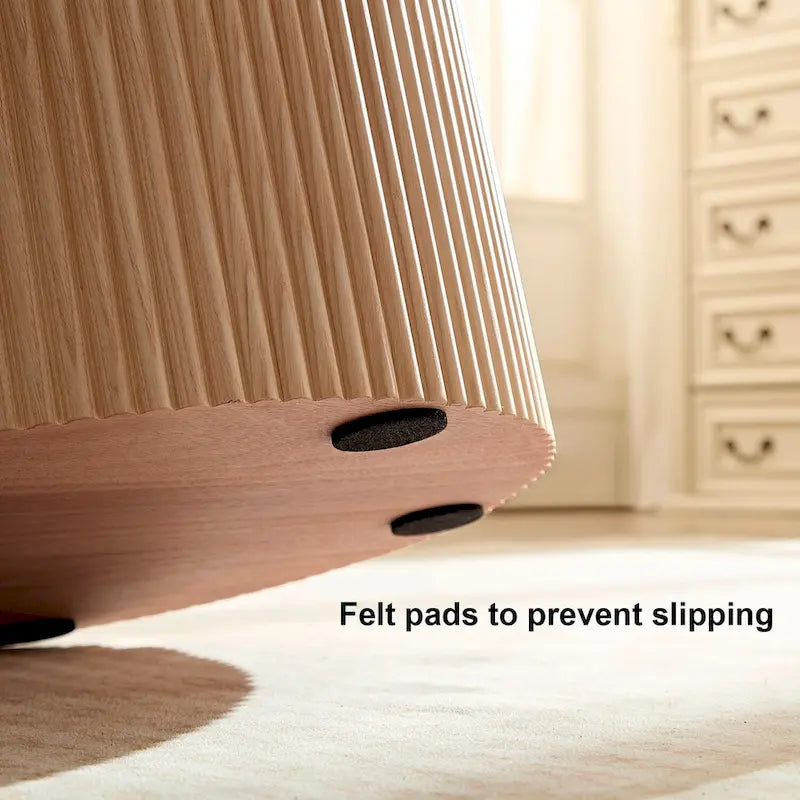 Oak Round Fluted Side Table, 17.71", Single Use