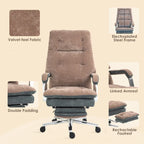 Coffee Velvet Office Recliner Chair – Padded, Swivel, for 1 Person