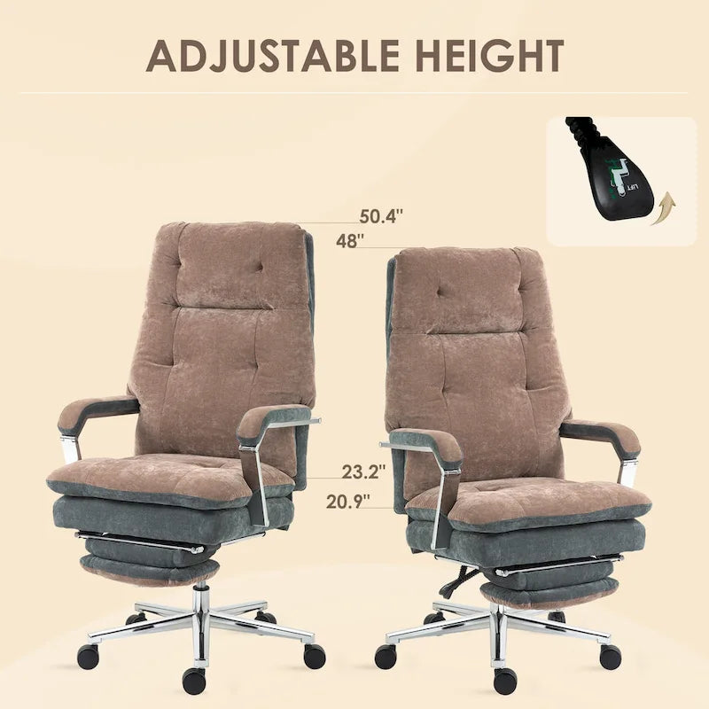 Coffee Velvet Office Recliner Chair – Padded, Swivel, for 1 Person