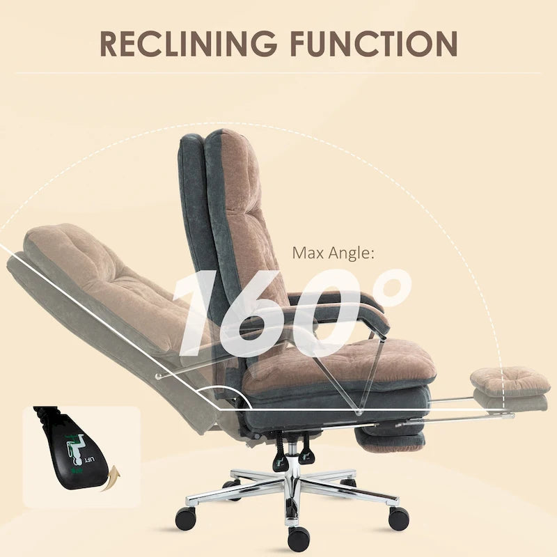 Coffee Velvet Office Recliner Chair – Padded, Swivel, for 1 Person