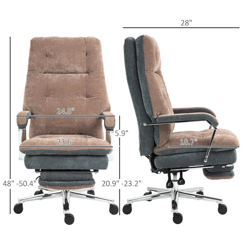Coffee Velvet Office Recliner Chair – Padded, Swivel, for 1 Person