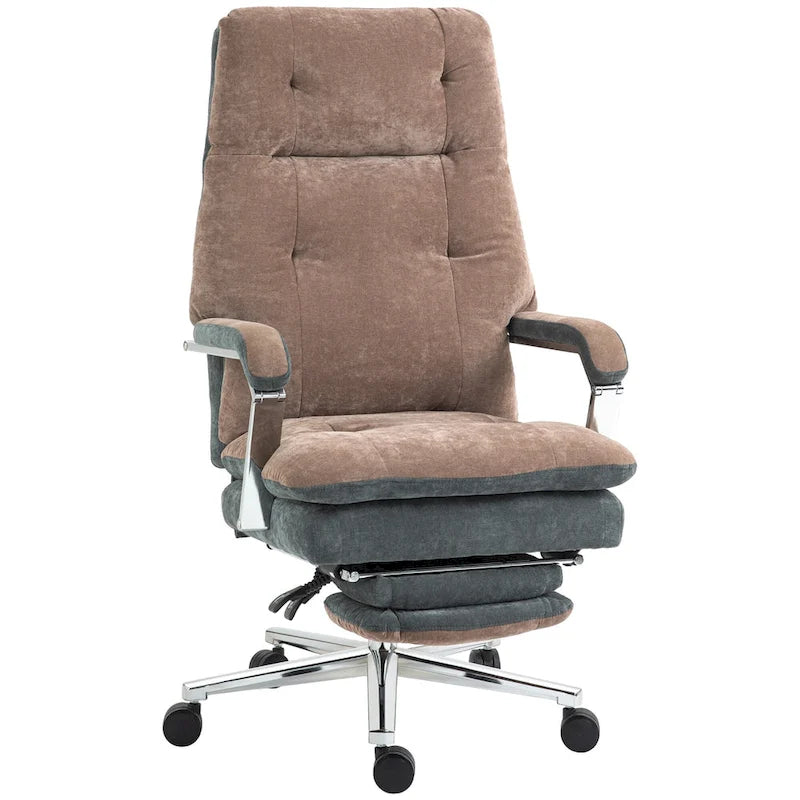 Coffee Velvet Office Recliner Chair – Padded, Swivel, for 1 Person