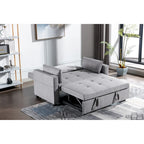 Light Grey Linen 2-Seater Convertible Sofa Bed with Storage Pockets