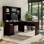 60W 3-position L-shaped Sit to Stand Desk with Hutch by Bush Furniture