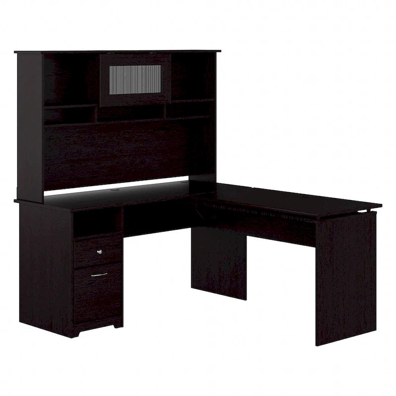 60W 3-position L-shaped Sit to Stand Desk with Hutch by Bush Furniture