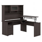 60W 3-position L-shaped Sit to Stand Desk with Hutch by Bush Furniture