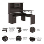 60W 3-position L-shaped Sit to Stand Desk with Hutch by Bush Furniture
