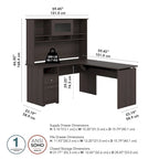 60W 3-position L-shaped Sit to Stand Desk with Hutch by Bush Furniture