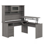 60W 3-position L-shaped Sit to Stand Desk with Hutch by Bush Furniture