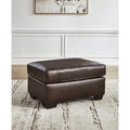 Dark Brown / Dark Blue Leather Ottoman – Single Seat