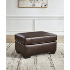 Dark Brown / Dark Blue Leather Ottoman – Single Seat