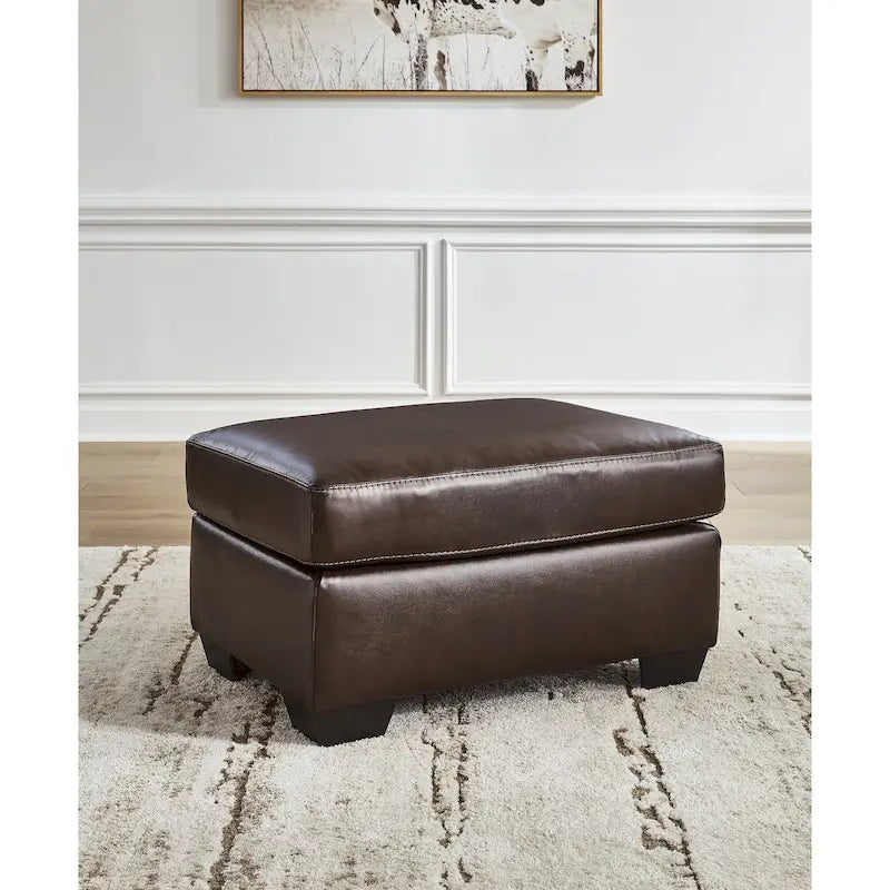 Dark Brown / Dark Blue Leather Ottoman – Single Seat