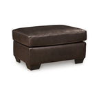 Dark Brown / Dark Blue Leather Ottoman – Single Seat