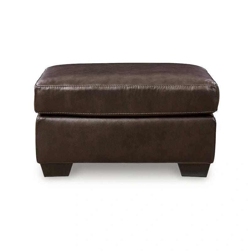 Dark Brown / Dark Blue Leather Ottoman – Single Seat