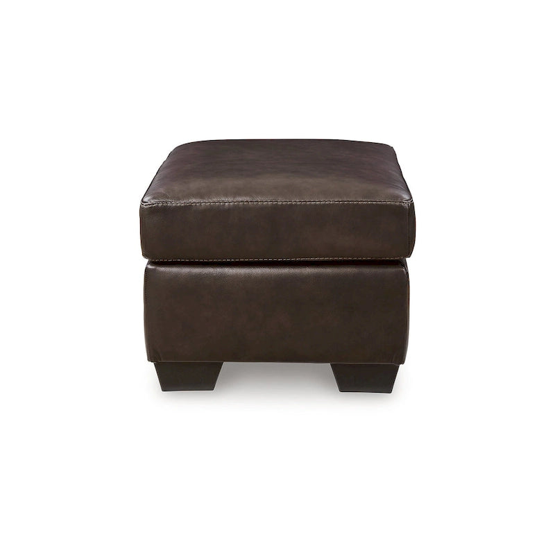 Dark Brown / Dark Blue Leather Ottoman – Single Seat