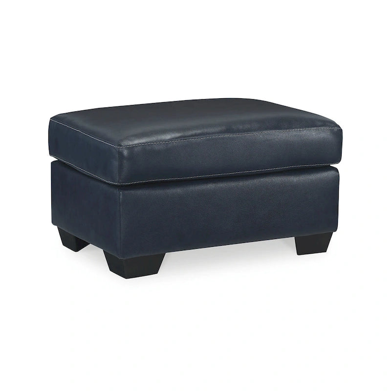 Dark Brown / Dark Blue Leather Ottoman – Single Seat