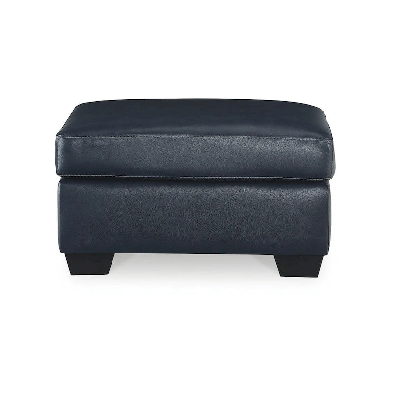 Dark Brown / Dark Blue Leather Ottoman – Single Seat