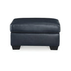 Dark Brown / Dark Blue Leather Ottoman – Single Seat