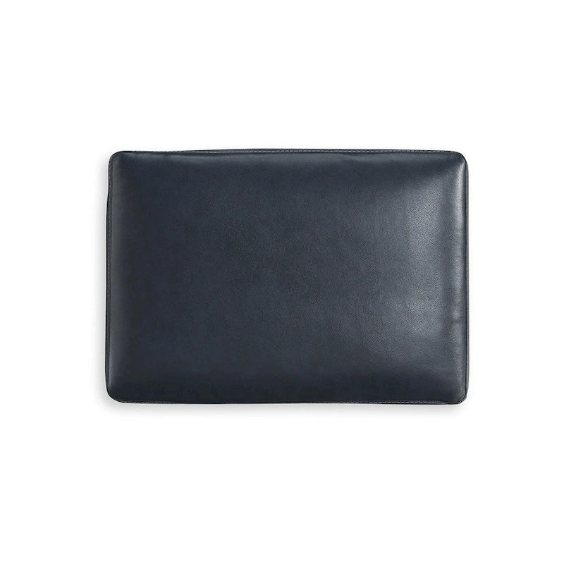 Dark Brown / Dark Blue Leather Ottoman – Single Seat