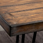 Mid-Century Modern Rectangular Dining Table with Brass Nailhead Chairs and Metallic Hairpin Legs for Kitchen Living Room
