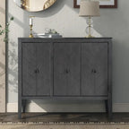 Roomfitters Adjustable Shelf Storage Sideboard with Retro Metal Handles and Pinewood Legs for Living Room, Study