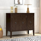 Roomfitters Adjustable Shelf Storage Sideboard with Retro Metal Handles and Pinewood Legs for Living Room, Study