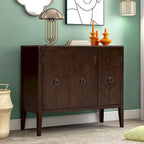 Roomfitters Adjustable Shelf Storage Sideboard with Retro Metal Handles and Pinewood Legs for Living Room, Study