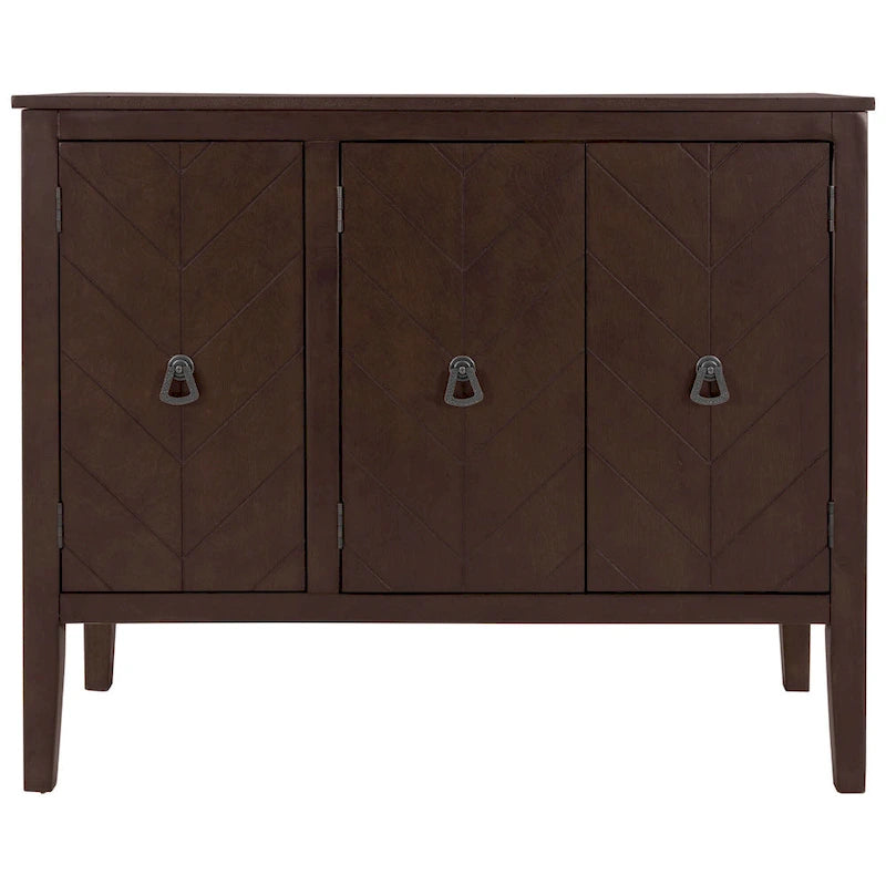 Roomfitters Adjustable Shelf Storage Sideboard with Retro Metal Handles and Pinewood Legs for Living Room, Study