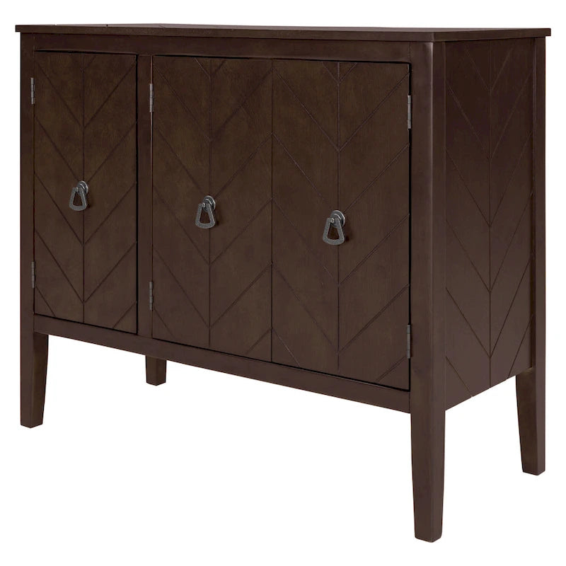 Roomfitters Adjustable Shelf Storage Sideboard with Retro Metal Handles and Pinewood Legs for Living Room, Study