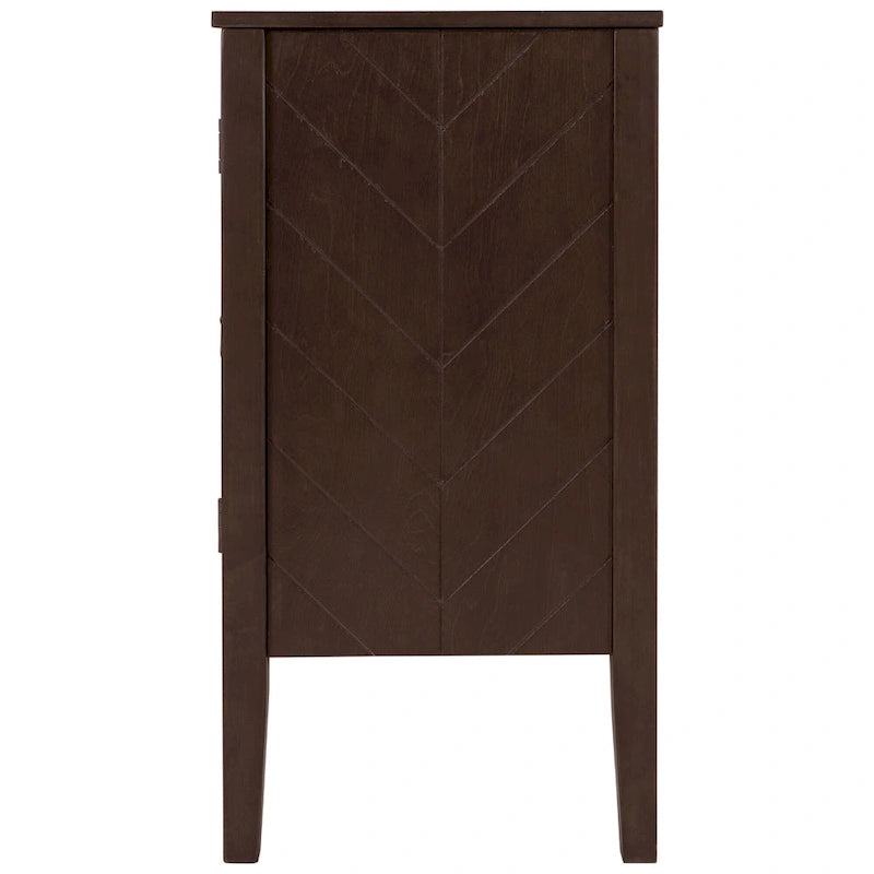 Roomfitters Adjustable Shelf Storage Sideboard with Retro Metal Handles and Pinewood Legs for Living Room, Study