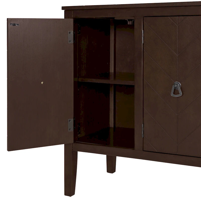 Roomfitters Adjustable Shelf Storage Sideboard with Retro Metal Handles and Pinewood Legs for Living Room, Study