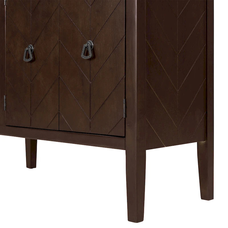 Roomfitters Adjustable Shelf Storage Sideboard with Retro Metal Handles and Pinewood Legs for Living Room, Study