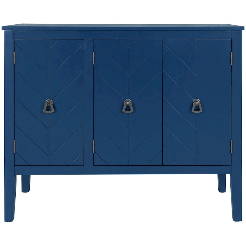 Roomfitters Adjustable Shelf Storage Sideboard with Retro Metal Handles and Pinewood Legs for Living Room, Study