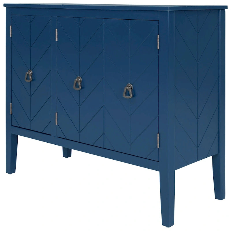 Roomfitters Adjustable Shelf Storage Sideboard with Retro Metal Handles and Pinewood Legs for Living Room, Study