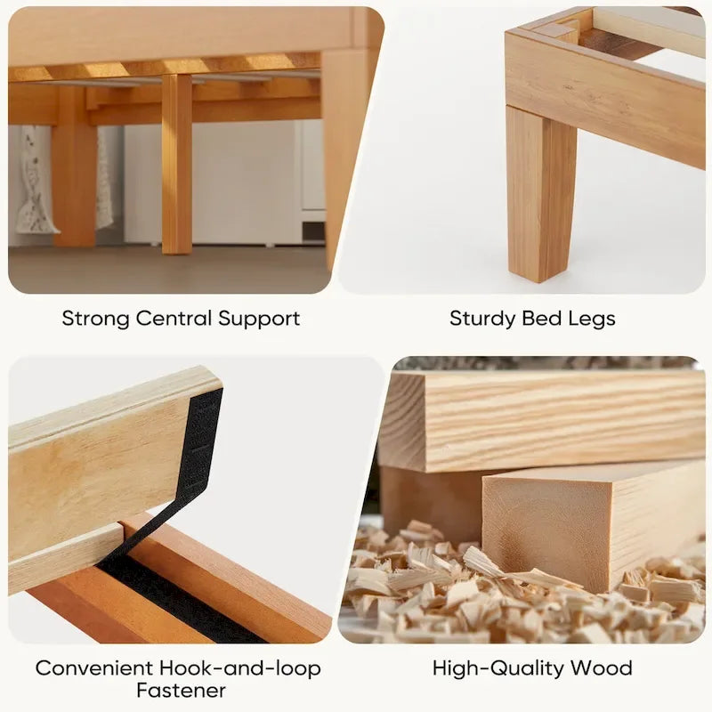 Queen Size Wood Platform Bed, Headboard-Free, Supports 2 People
