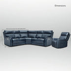 Cream Genuine Leather Power Reclining Sectional Sofa Set for 7, with USB & USB-C Ports