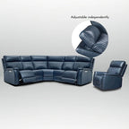 Cream Genuine Leather Power Reclining Sectional Sofa Set for 7, with USB & USB-C Ports