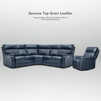 Cream Genuine Leather Power Reclining Sectional Sofa Set for 7, with USB & USB-C Ports