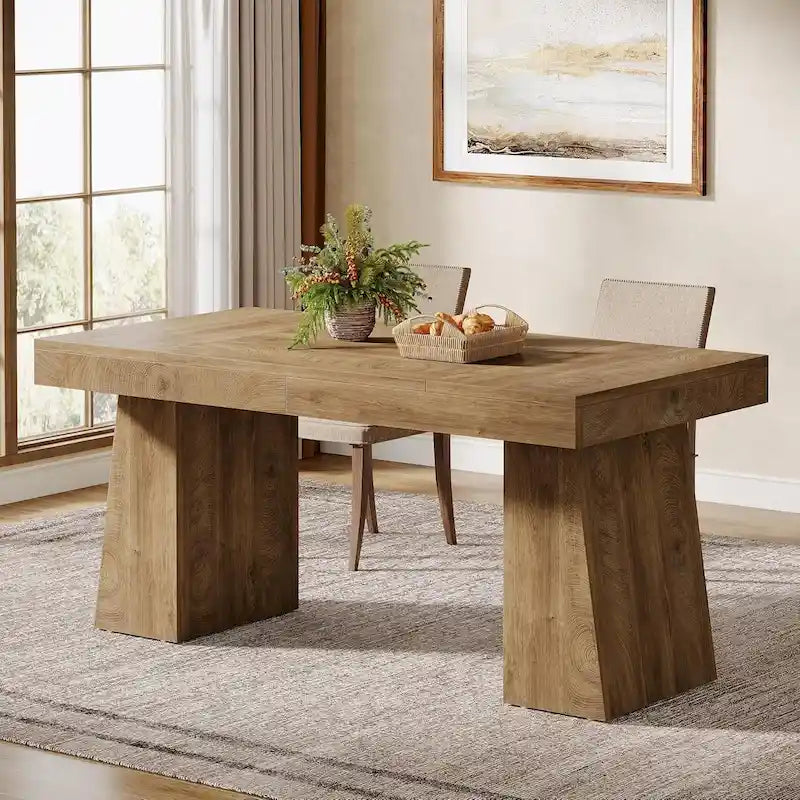Brown/Light Brown/Grey/Black Rectangular Dining Table, Seats 4–6