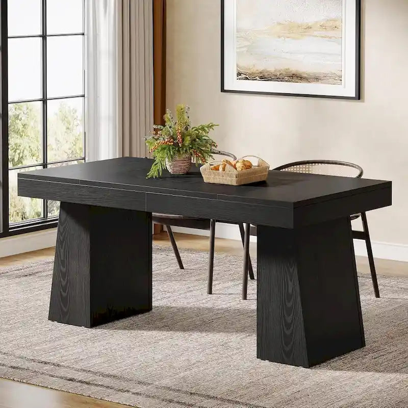 Brown/Light Brown/Grey/Black Rectangular Dining Table, Seats 4–6