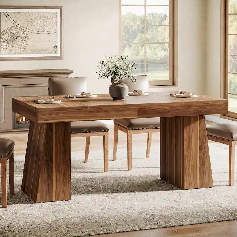 Brown/Light Brown/Grey/Black Rectangular Dining Table, Seats 4–6