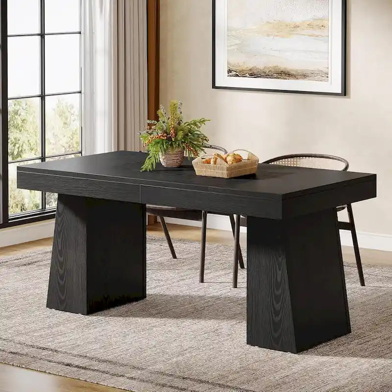 Brown/Light Brown/Grey/Black Rectangular Dining Table, Seats 4–6