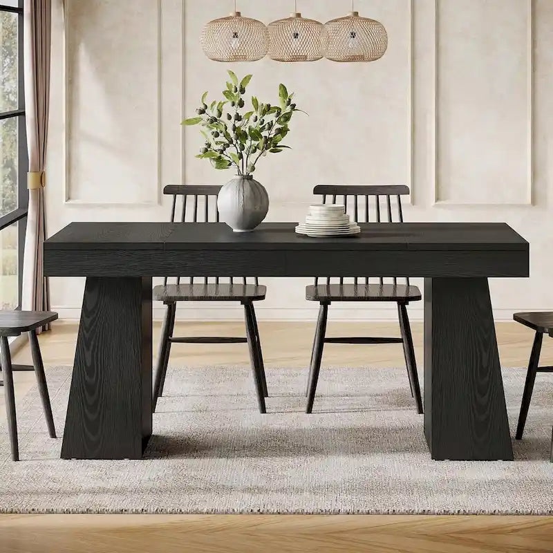 Brown/Light Brown/Grey/Black Rectangular Dining Table, Seats 4–6