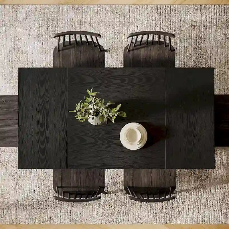 Brown/Light Brown/Grey/Black Rectangular Dining Table, Seats 4–6