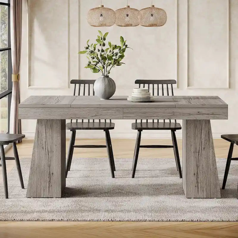 Brown/Light Brown/Grey/Black Rectangular Dining Table, Seats 4–6