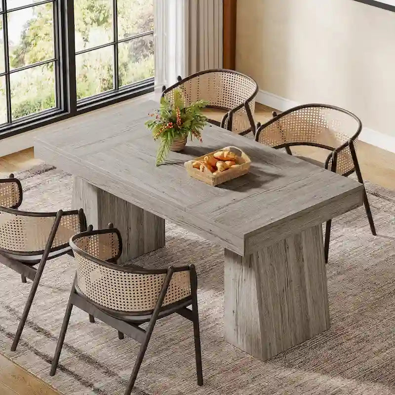 Brown/Light Brown/Grey/Black Rectangular Dining Table, Seats 4–6
