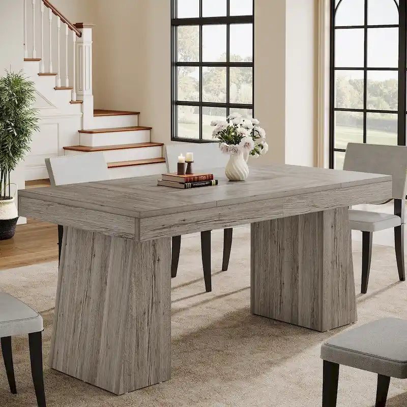Brown/Light Brown/Grey/Black Rectangular Dining Table, Seats 4–6