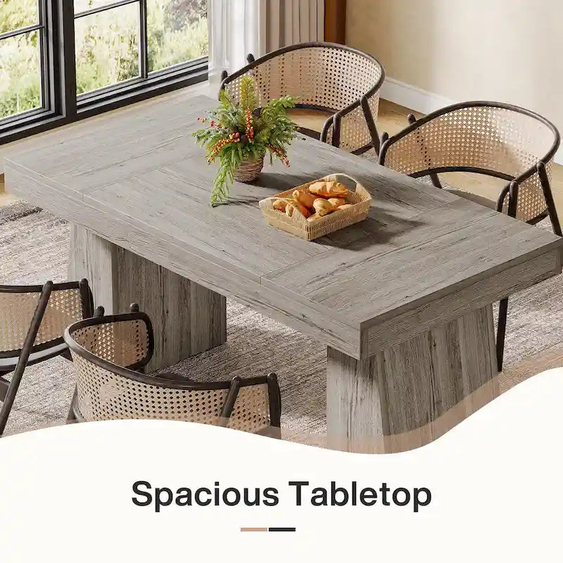 Brown/Light Brown/Grey/Black Rectangular Dining Table, Seats 4–6